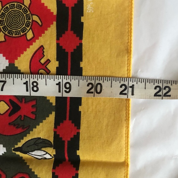 Southwestern Aztec Vintage Gold, Red and Black Native Tribal Bandanna 21”x21” - Picture 11 of 16